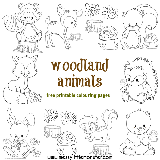 Download Woodland Animal Colouring Pages - Messy Little Monster