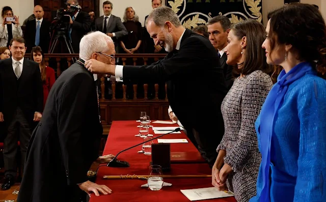 King Felipe, Queen Letizia, President Isabel Díaz-Ayuso, Mayor Judith Piquet Flores and Spanish writer Luis Mateo Diez