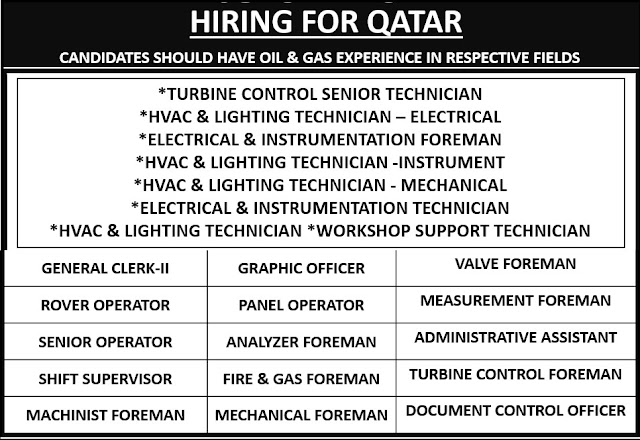 Hiring for Qatar - Oil & Gas industry