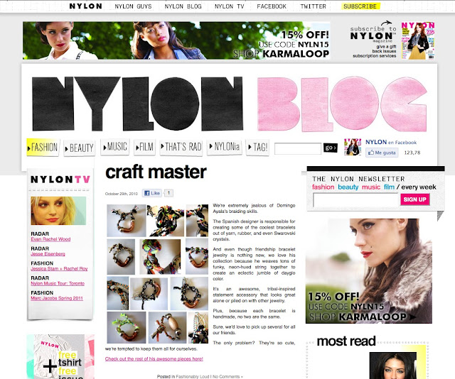 NYLON MAGAZINE Digital Edition.  Domingo Ayala Handmade