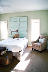 platform bed and door headboard