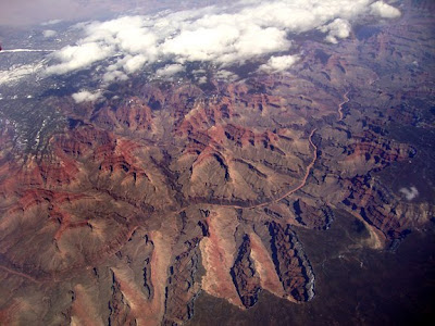 Grand Canyon as seen from flight between Phoenix and Seattle, photo by Robin Atkins