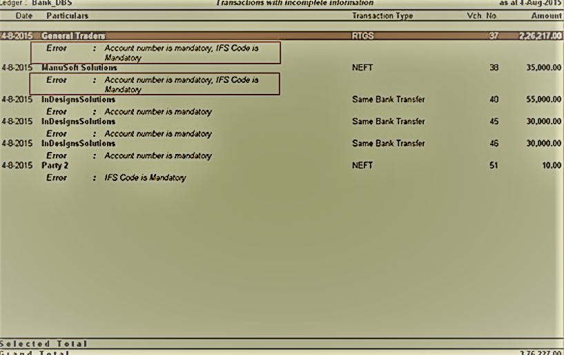 transactions with incomplete information report