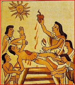 Le sacrifié n'a pas non plus l'air particulièrement grave, mais j'aurais probablement du mal à garder mon calme aussi si quelqu'un me montrait mon coeur Sacrifice Aztèque