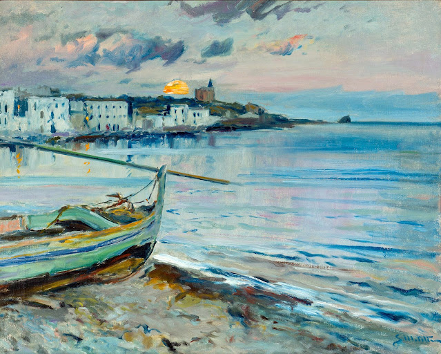 Atardecer en Cadaqués, Segundo Matilla Marina, Painting of Cadaqués, Cadaqués en Pintura, Cadaqués Pintada, Vistas de Cadaqués, Paisajes de Cadaqués, Costas de Cadaqués, Pueblo de Cadaqués, Marina de Cadaqués, Puerto de Cadaqués