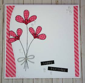 Pink flowers in modern style, using MFT Build-able bouquet stamps and dies