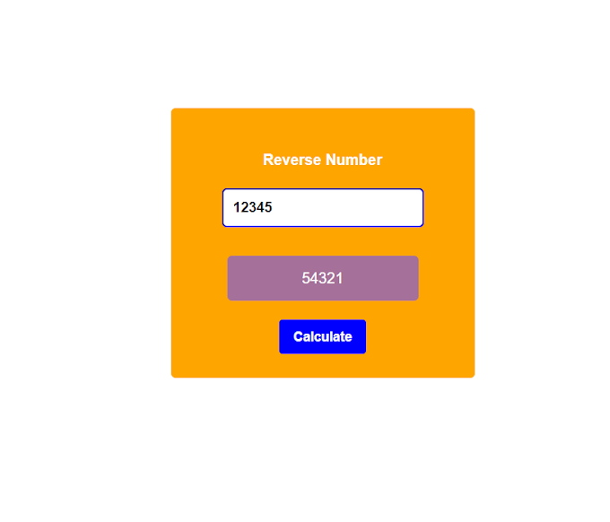 Write a javascript program to find reverse of a number entered by user.