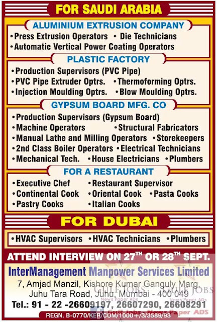 Saudi Arabia & Dubai latest job opportunities