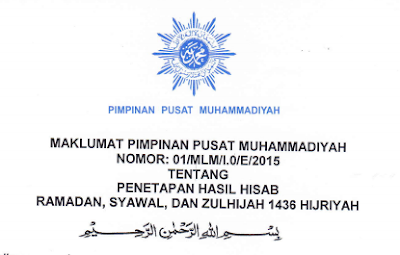 Muhammadiyah Tetapkan 1 Syawal, Jumat 17 Juli 2015