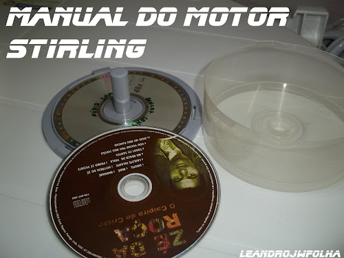 Manual do motor Stirling, volante caseiro construído com 4 CDs