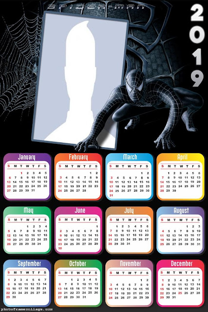 Free Printable Spiderman 2019 Calendar.  