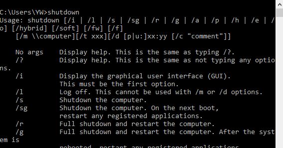 shutdown -s command