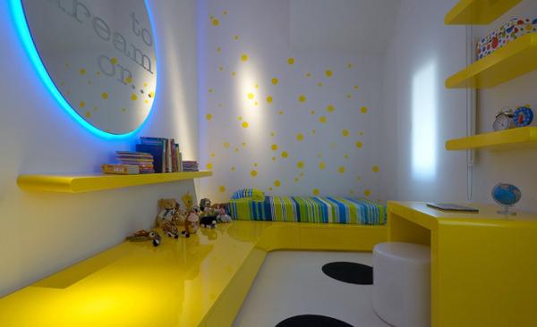 Kamar Tidur Modern Bertema Warna Kuning