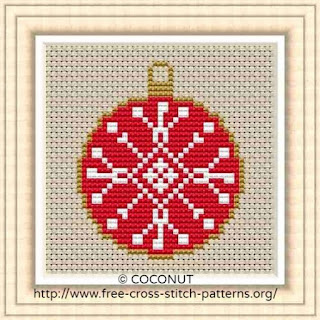 Mini Christmas Ornament 6, Free and easy printable cross stitch pattern