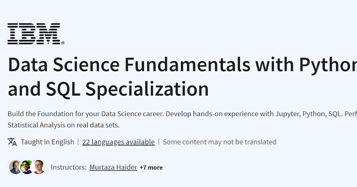 Data Science Fundamentals with Python and SQL Specialization ~ Computer ...