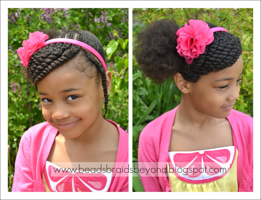 Braided Hairstyles That Are In Your Face For Natural Black Hair Little Girls Hairstyle: Side Swept Two Strand Twists into Puff