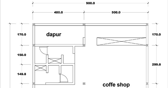 LINGKAR WARNA Denah  3  lantai desain kantor modern minimalis  dengan coffee shop