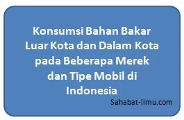 Konsumsi Bahan Bakar Luar Kota dan Dalam Kota pada Beberapa Merek dan Tipe Mobil di Indonesia Terbaru