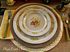 Here comes Peter Cottontail tablescape, Easter, Domestications bunny plates