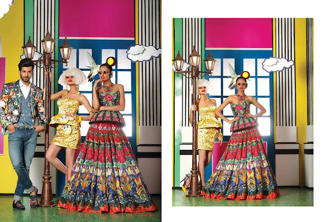 aamna ilyas, sadaf kanwal and shahzad noor in nomi ansari's designs that are colorful and pop art fashion and style