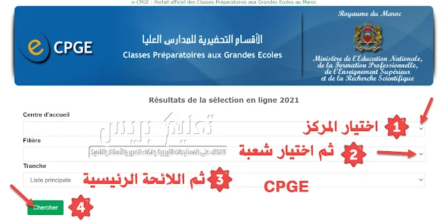 اللوائح الرئيسية 2021 : الاقسام التحضيرية لولوج المدارس والمعاهد العليا نتائج الانتقاء