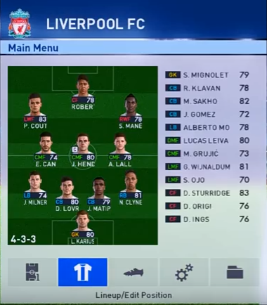 formasi jitu liverpool PES 2017