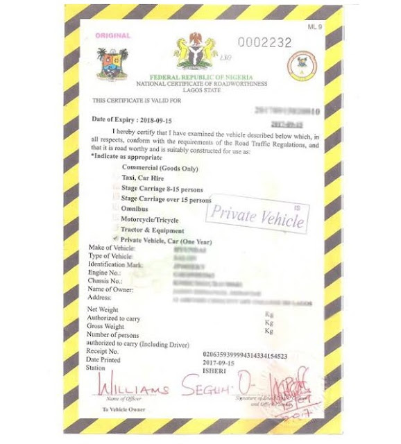 6 VERY Important Car Documents That FRSC/LASTMA Officers Look Out For