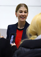 Rosamund Pike at London’s Heathrow Airport