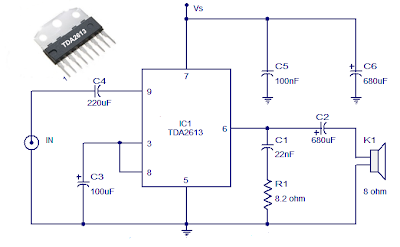 6Watt Hi Fi  Audio Amplifier using TDA 2613