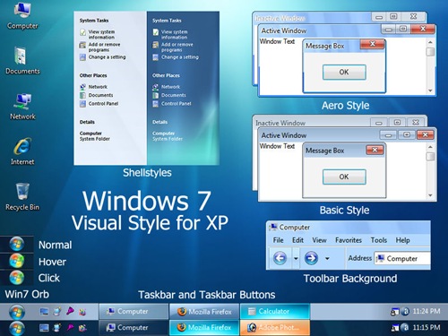 themes for windows xp. Windows 7 Visual Style: There