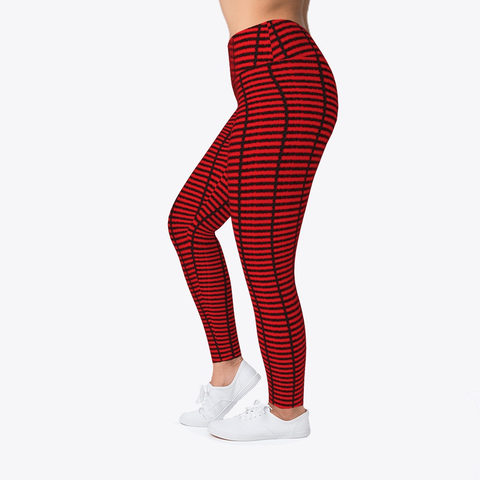 red and black striped leggings