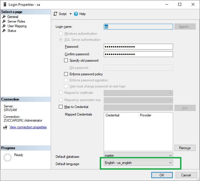 sql server properties