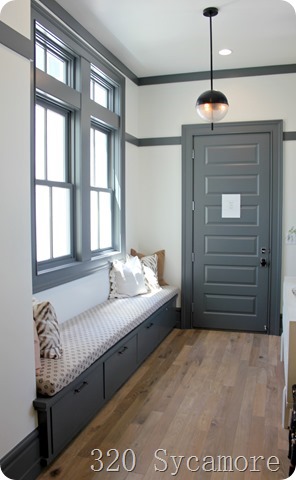 hall bench with gray trim