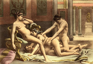 Édouard-Henri Avril tarafından bir dörtlü grup seks çizimi