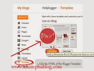 Thêm nút pin button cho blogspot