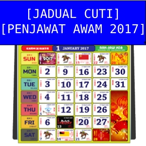 Jadual Cuti Kakitangan Kerajaan 2017