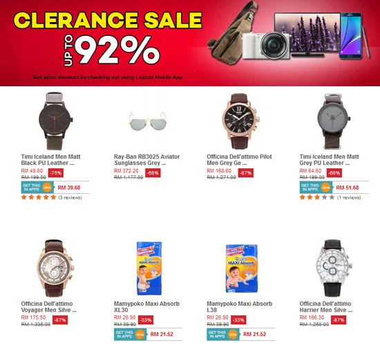 Lazada 2015 Clearance Sale - 92% Discount