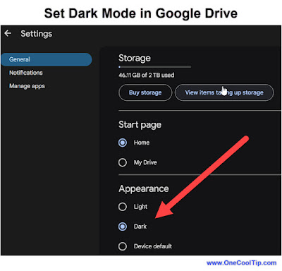 Set Dark Mode in Google Drive