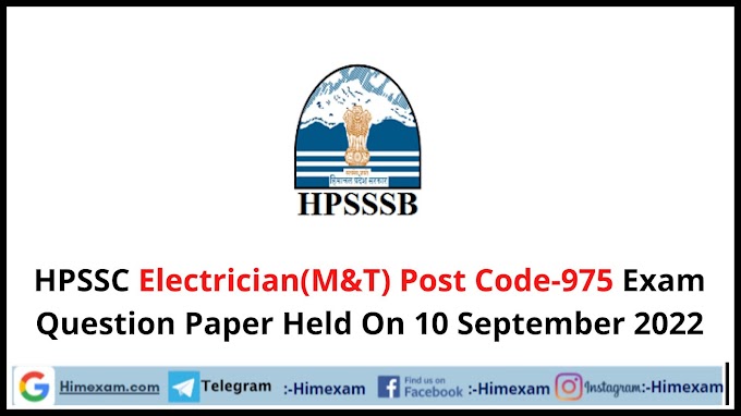 Solved HP GK Question Answer Asked in HPSSC Electrician(M&T) Post Code-975 Exam 2022