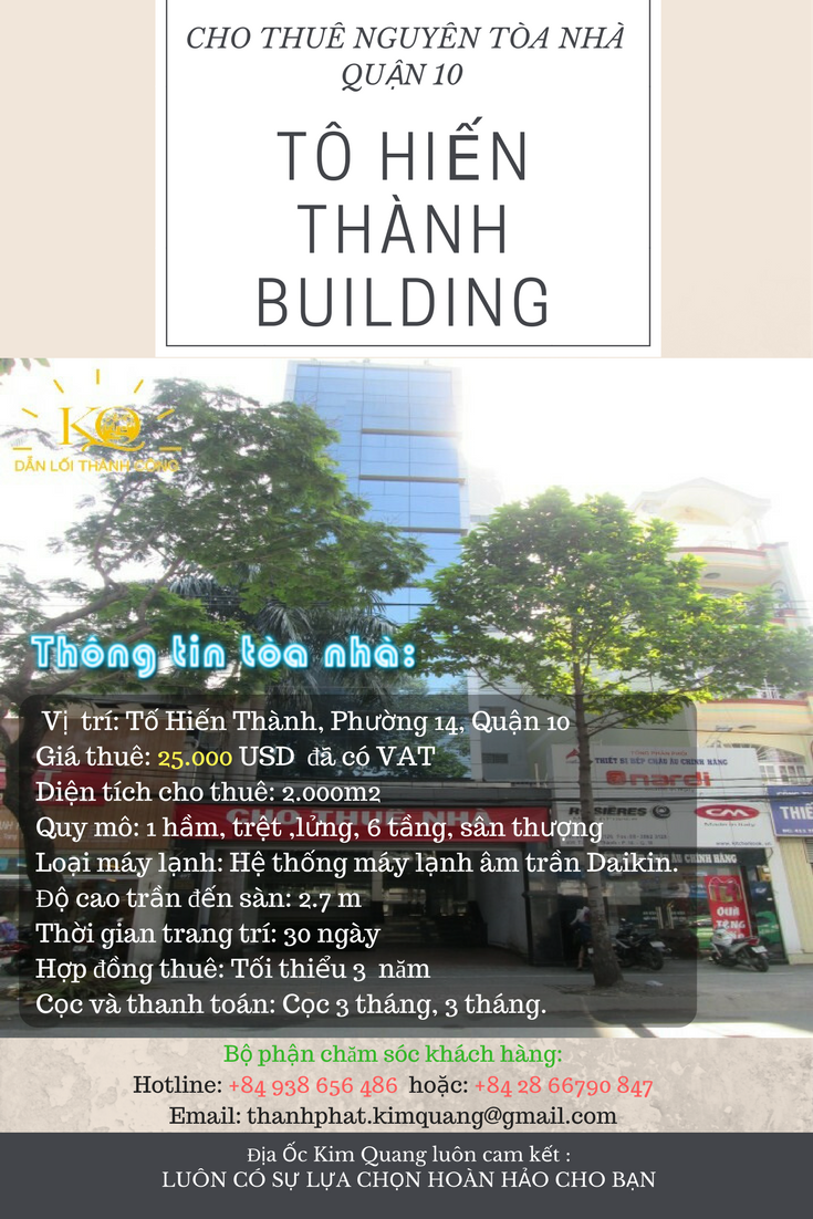 Cho thuê nguyên tòa nhà quận 10 Tô Hiến Thành Building