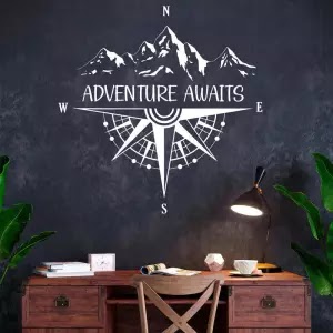 AD Adventure Awaits Wall Decal Mountain with Compass Travel Art Nautical Home Decor Room Bedroom Wall Sticker Removable Mural S241 US $8.79 25 sold4.8 Free Shipping