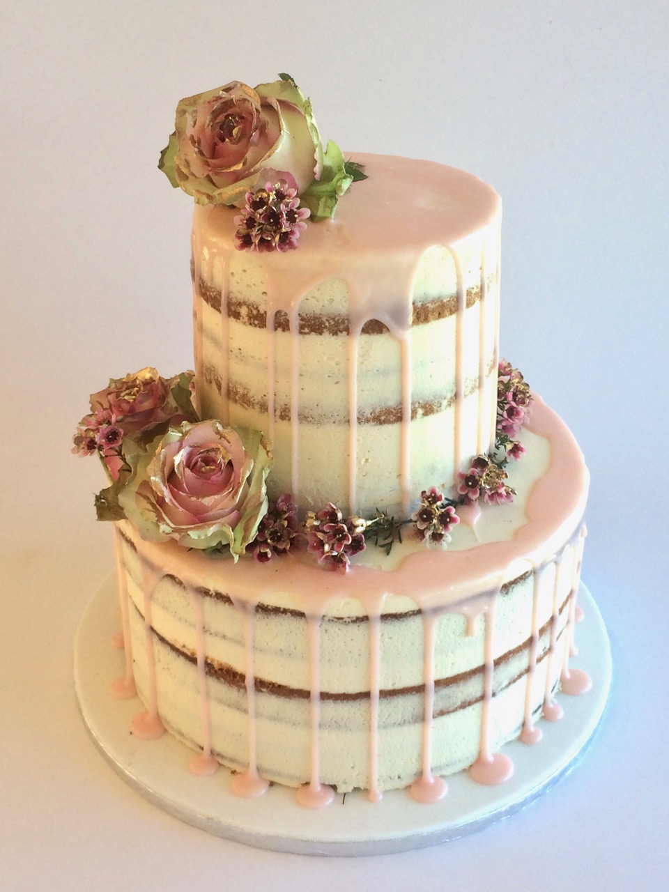 Rozanne s Cakes  Soft pink chocolate drip  wedding  cake 