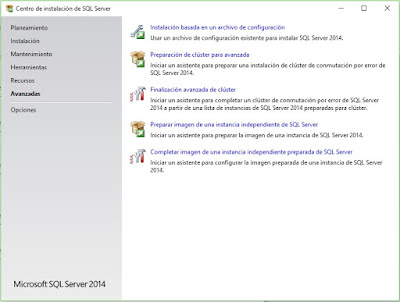 Opciones avanzadas de reparación SQL Server 2014.