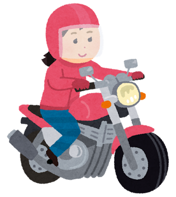 バイクに乗る女性のイラスト