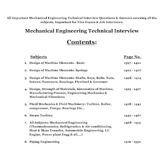 mechanical Technical Interview Contents