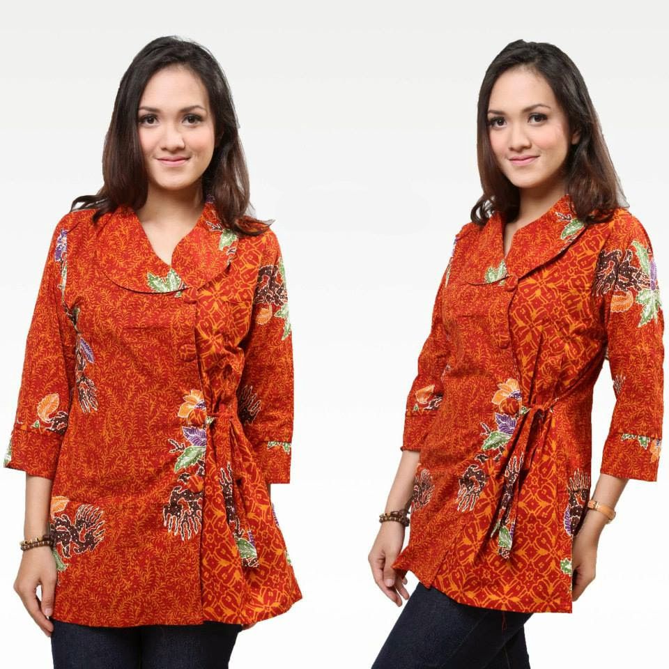  23 model  baju kemeja  batik  untuk wanita  kancing samping 