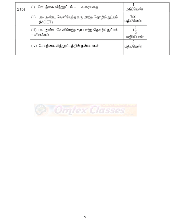 11th Biology - Public Exam 2020 - Answer Key for Original Question Paper - Tamil Medium
