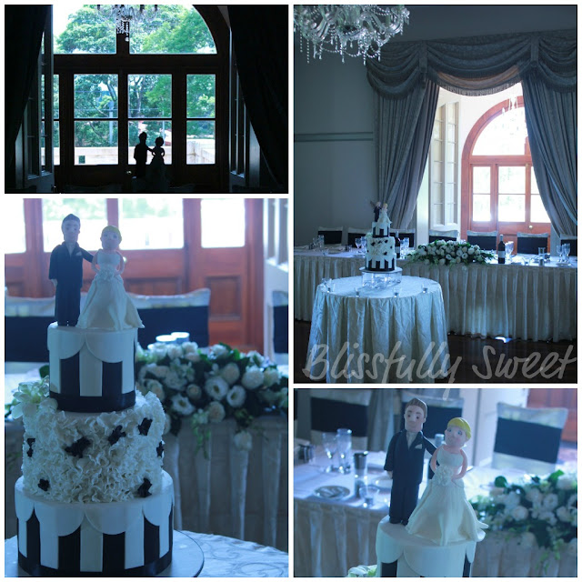 and the cake set up in the beautiful reception room