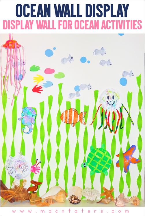 Ocean Art Wall Display...Make learning about the oceans fun for your little one by displaying their artwork on this fun under the sea ocean wall. 