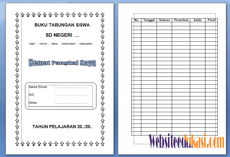 Format Buku  Tabungan  Siswa SD MI Terbaru Websiteedukasi com